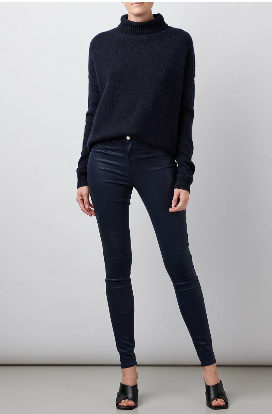 Denim * | Marguerite Skinny Jean In Navy Coated Fashionable L'Agence