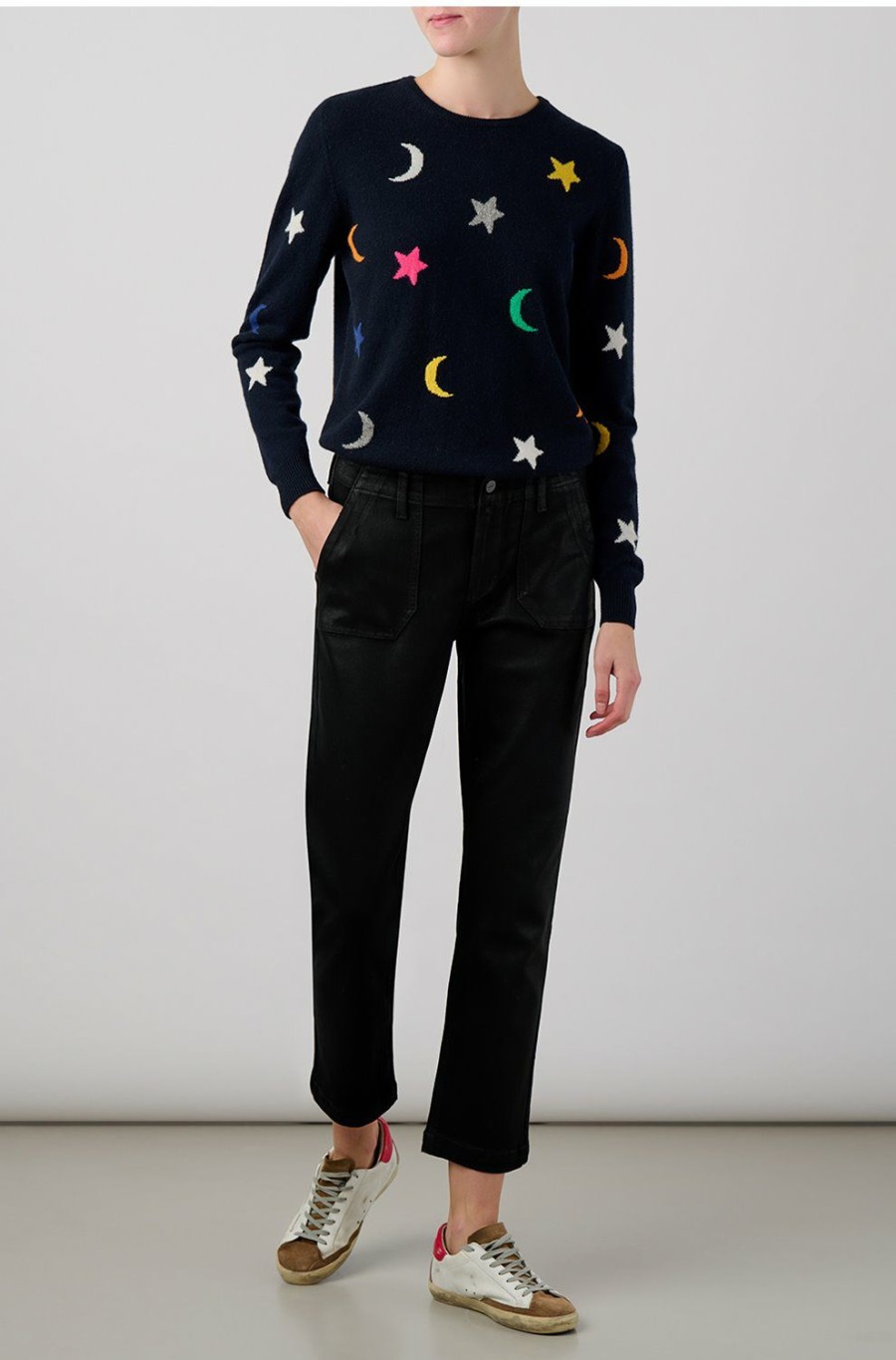 Women'S Clothing * | All Over Moon And Stars Crew In Navy Clearance Sale Jumper 1234