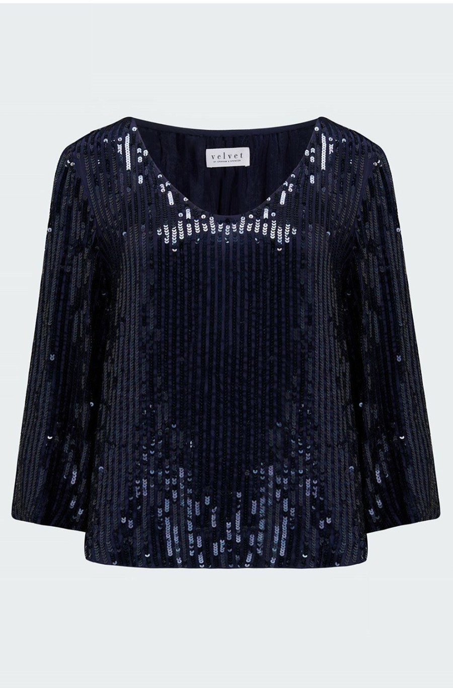 Women'S Clothing * | Asha Top In Navy Shop New Velvet