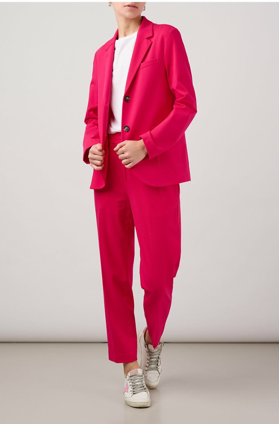 Women'S Clothing * | Stand Up Collar Blazer In Fuschia Quality Guarantee Harris Wharf London