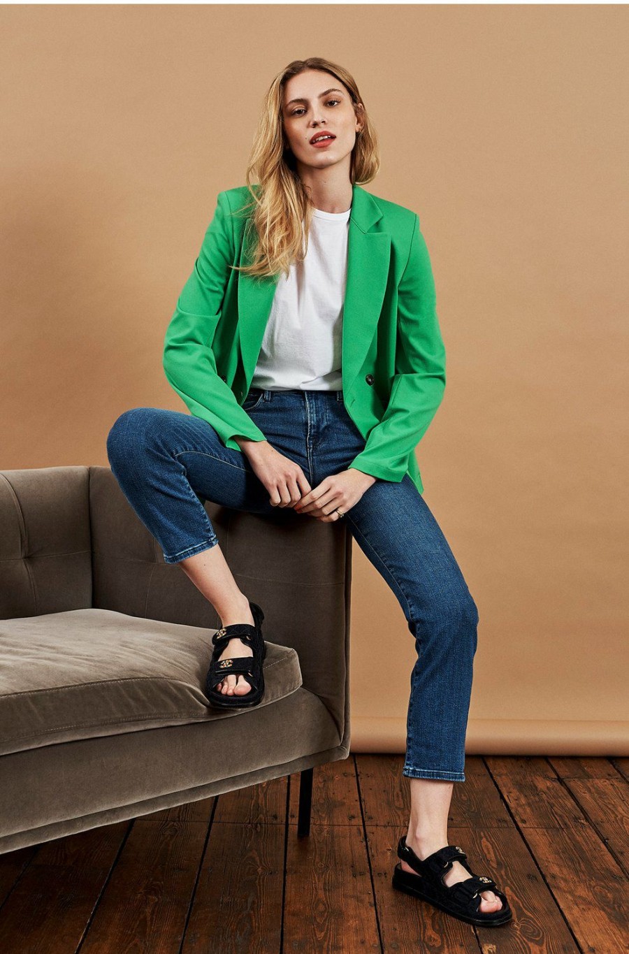 Women'S Clothing * | Double Breasted Blazer In Apple Green 100% Guarantee Harris Wharf London