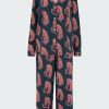 Women'S Clothing * | Tiger Print Pyjamas In Navy Pink Outlet Desmond & Dempsey