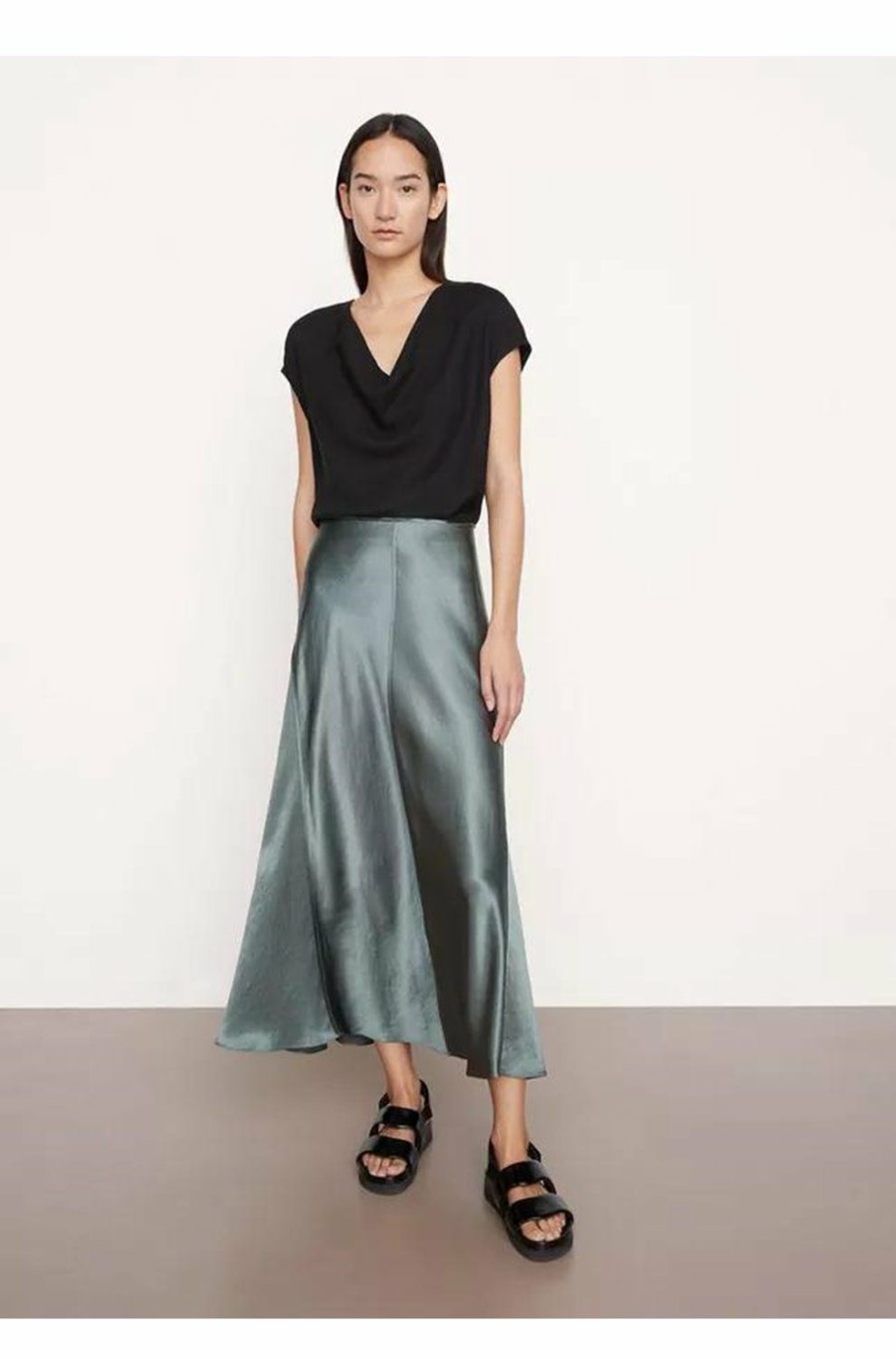 Women'S Clothing * | Raw Panel Slip Skirt In Deep Aegean Special Offers Vince