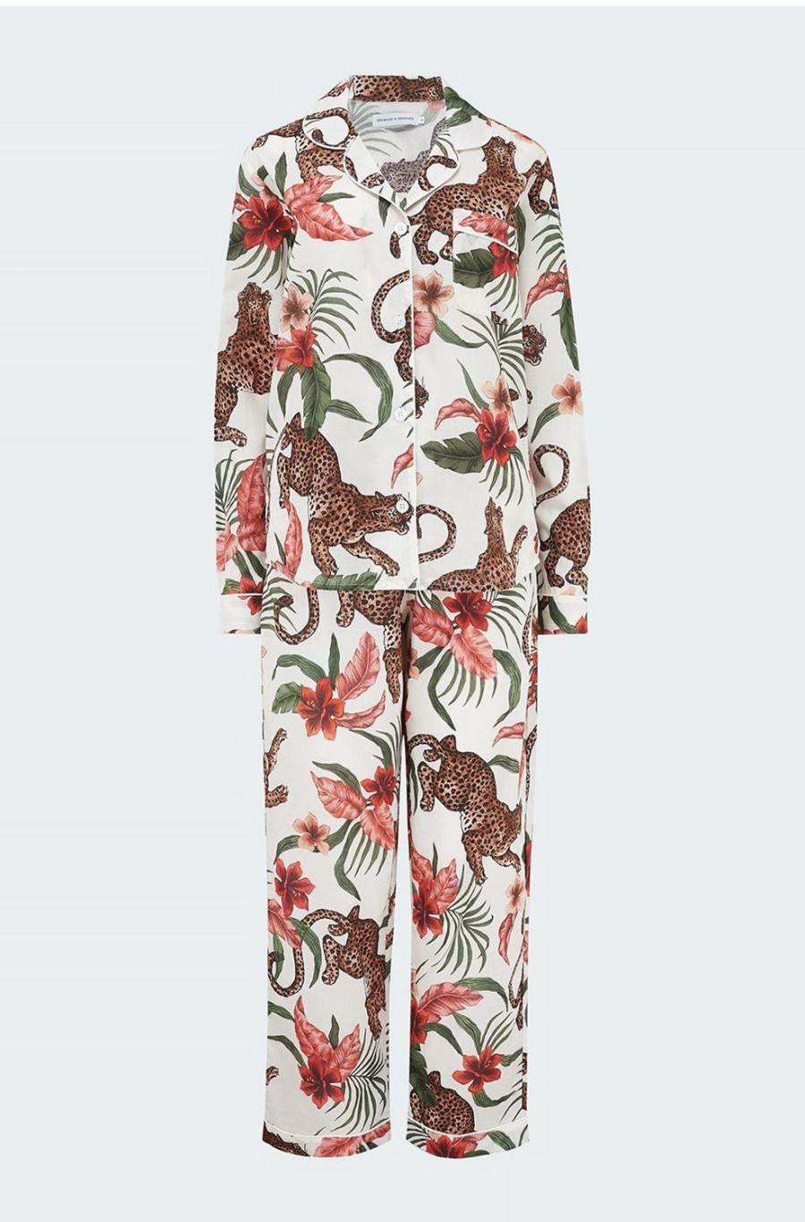 Women'S Clothing * | Soleia Print Pyjamas In Cream Discount Desmond & Dempsey