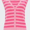 Women'S Clothing * | Stripe Waistcoat In Flamingo Cream Clearance Jumper 1234