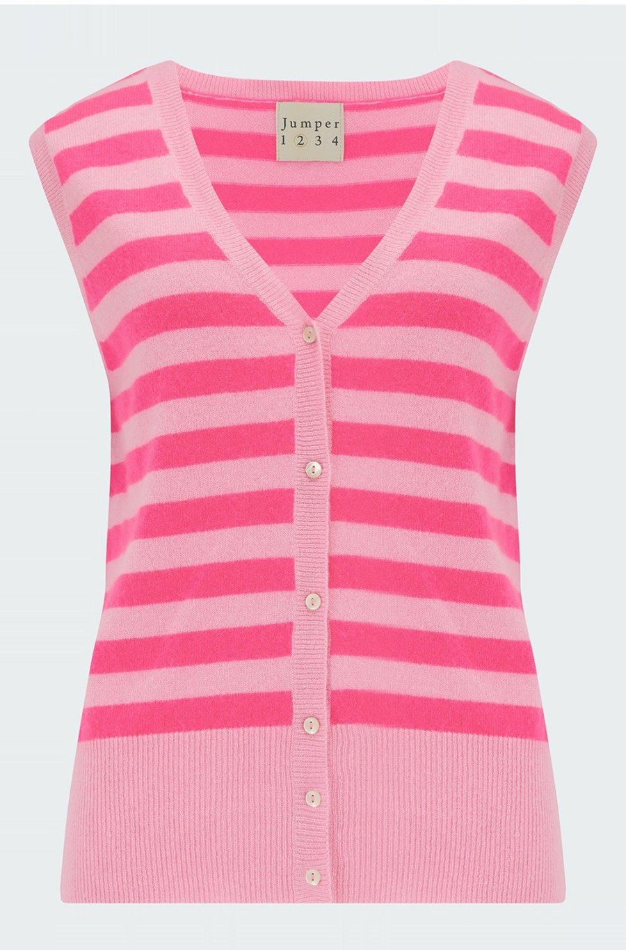 Women'S Clothing * | Stripe Waistcoat In Flamingo Cream Clearance Jumper 1234