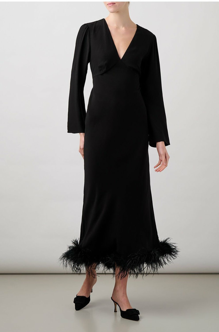 Women'S Clothing * | Mya Dress In Black Feather Outlet Sale Rixo