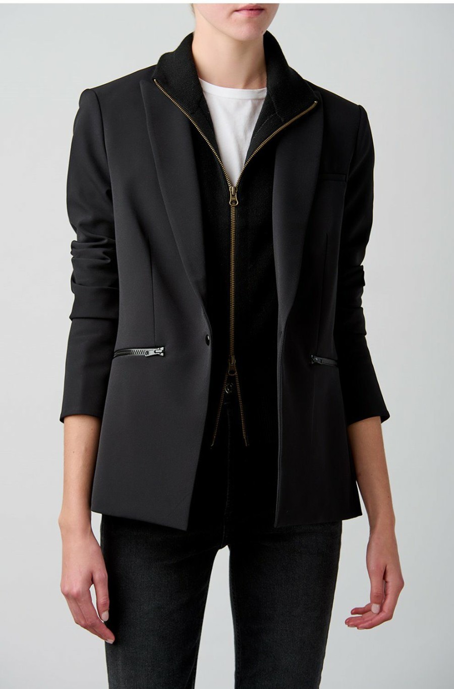 Women'S Clothing * | Uptown Dickey Jacket Insert In Black Sale Veronica Beard