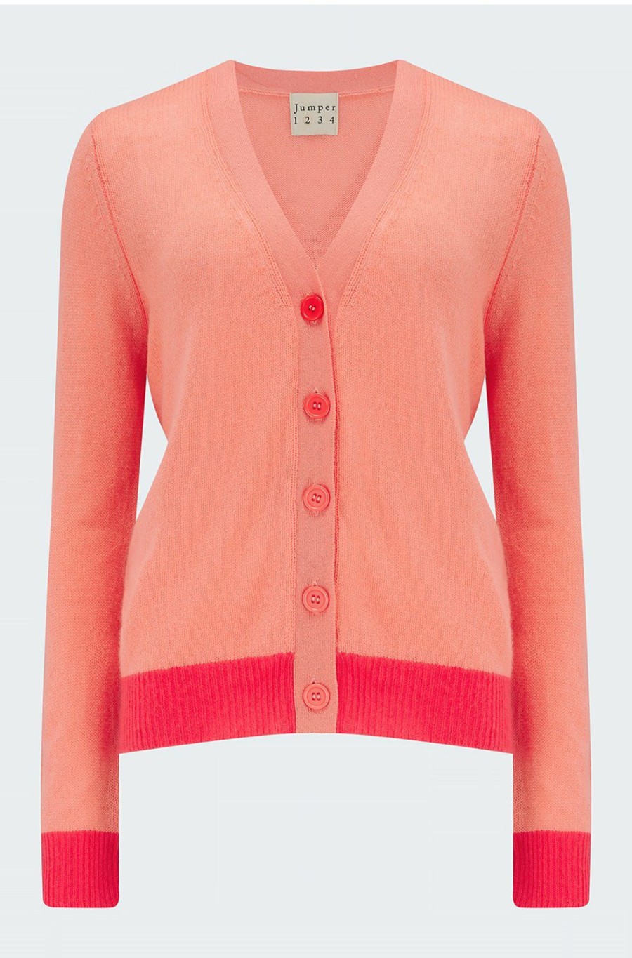 Women'S Clothing * | Contrast Cardigan In Coral Crimson Online Store Jumper 1234