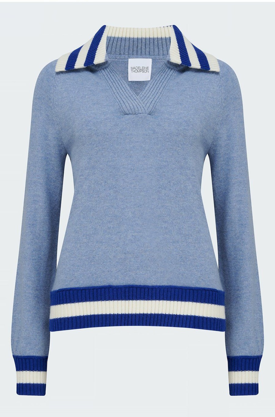 Women'S Clothing * | Hermia Sweater In Blue Cream Stripe Best Price Madeleine Thompson