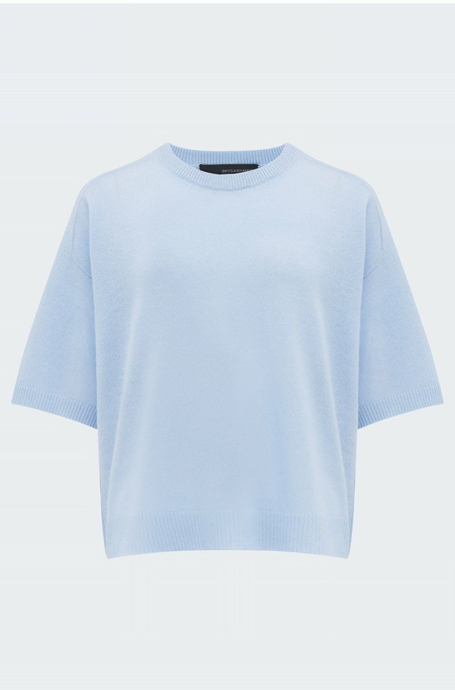 Women'S Clothing * | Caroline Short Sleeve Jumper In Chambray New Arrivals 360 Cashmere