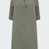 Women'S Clothing * | A-Line Shirt Dress In Soft Army Exclusive Design Bella Dahl