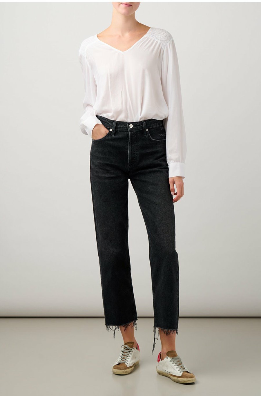 Jeans * | Florence Wide Straight Leg In Stormy Discount Store Citizens Of Humanity