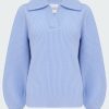 Women'S Clothing * | Viola Collared Jumper In Baby Blue Clearance Sale Madeleine Thompson