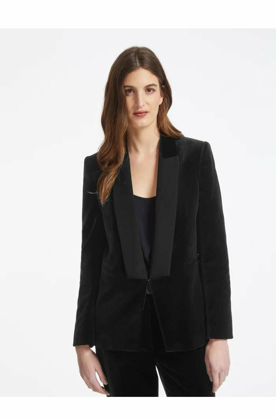 Women'S Clothing * | Jules Velvet Tuxedo Jacket In Black Crazy Deals Cefinn