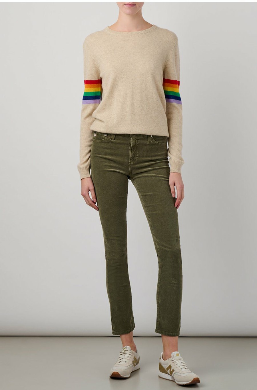 Women'S Clothing * | Rainbow Arms Sweater In Buff Rainbow Stripes Sales Jumper 1234