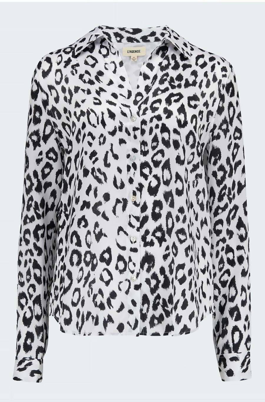 Women'S Clothing * | Tyler Long Sleeve In Black White Cheetah Excellent Quality L'Agence