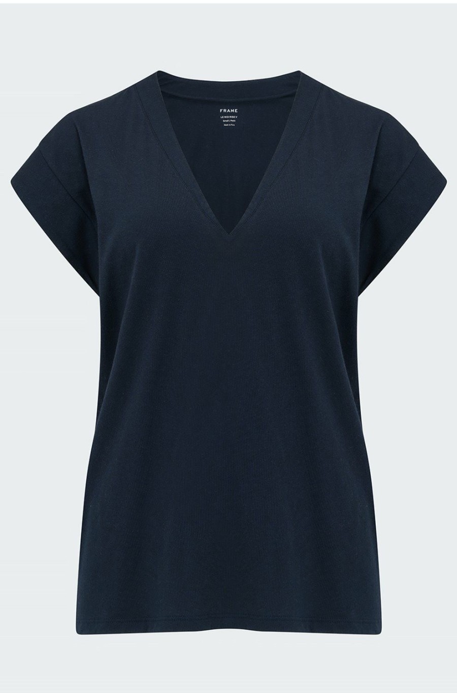 Women'S Clothing * | Le Mid Rise V T-Shirt In Navy New Arrivals Frame