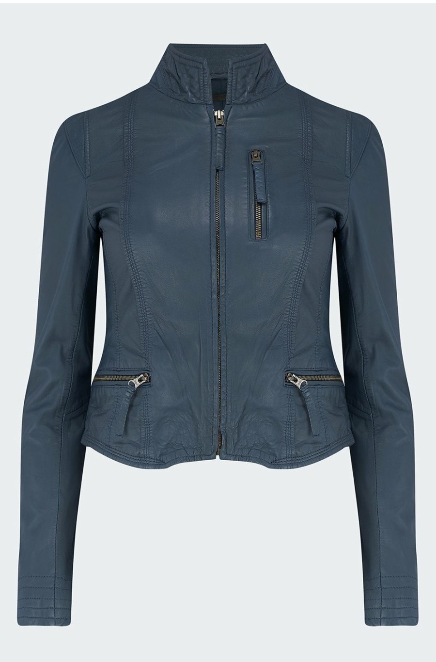 Women'S Clothing * | Ruci Leather Jacket In Navy Limited Edition Mdk