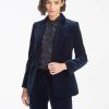 Women'S Clothing * | Jamie Velvet Blazer In Navy 100% Guarantee Cefinn