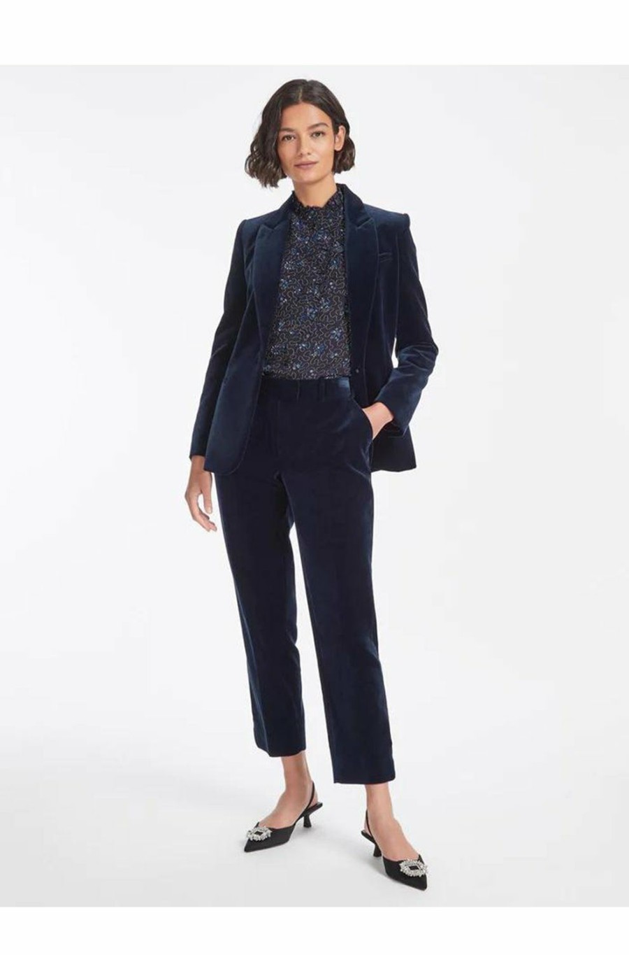 Women'S Clothing * | Jamie Velvet Blazer In Navy 100% Guarantee Cefinn