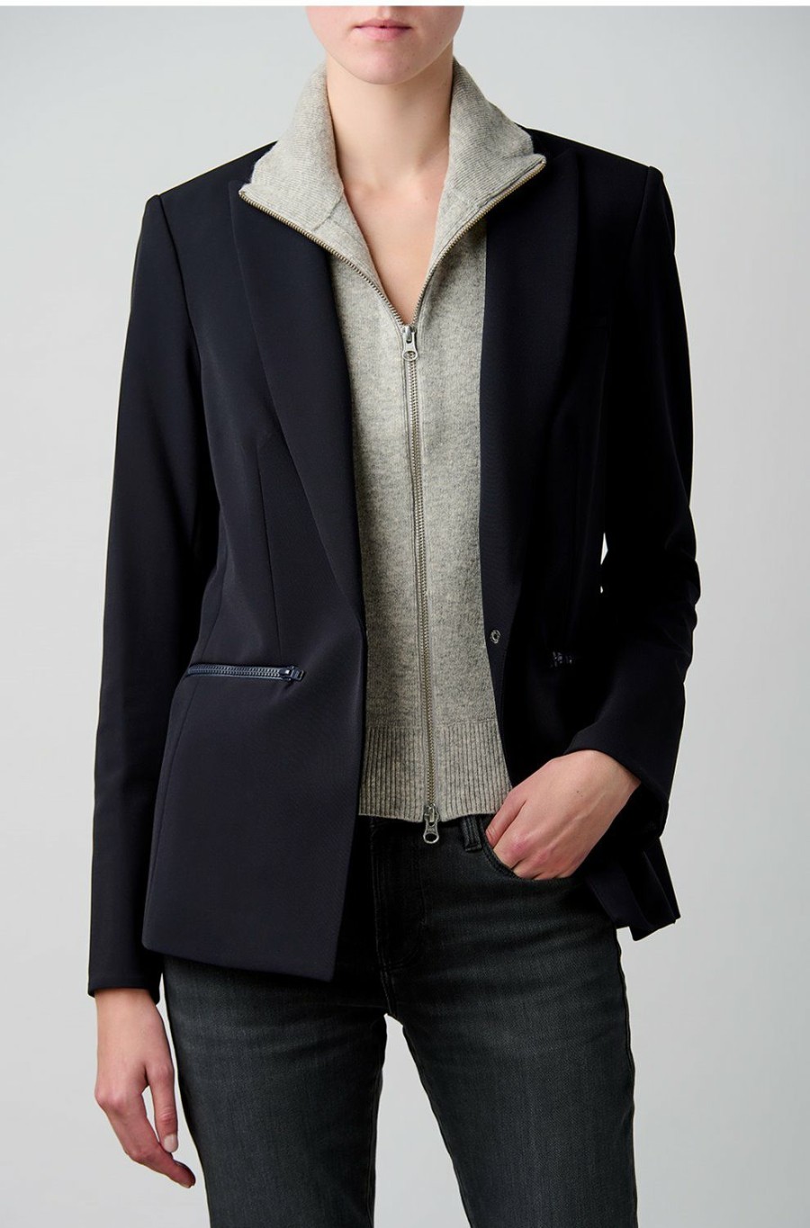 Women'S Clothing * | Uptown Dickey Jacket Insert In Grey Featured Veronica Beard