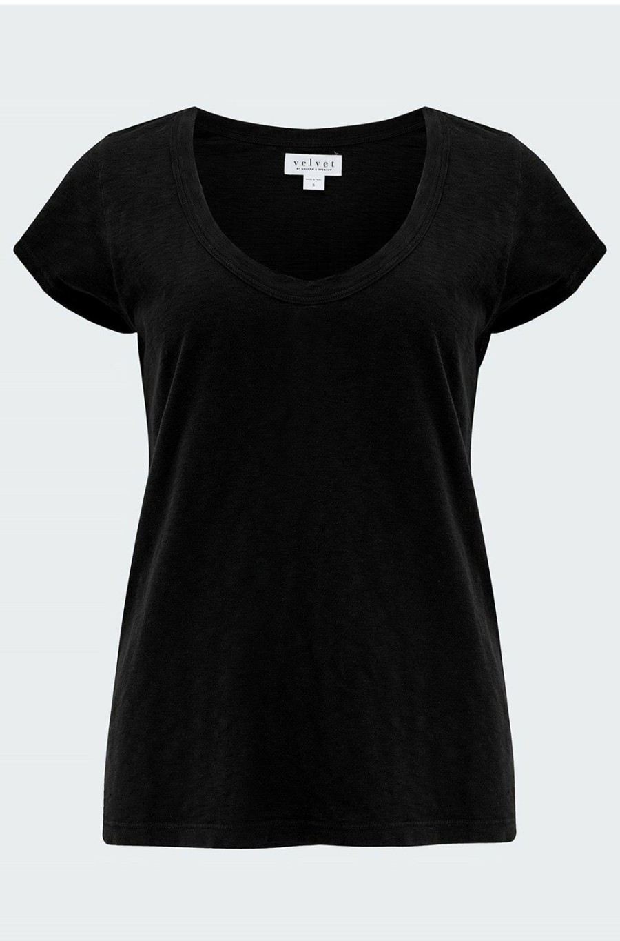 Women'S Clothing * | Katie Scoop Neck Tee In Black Quick Delivery Velvet