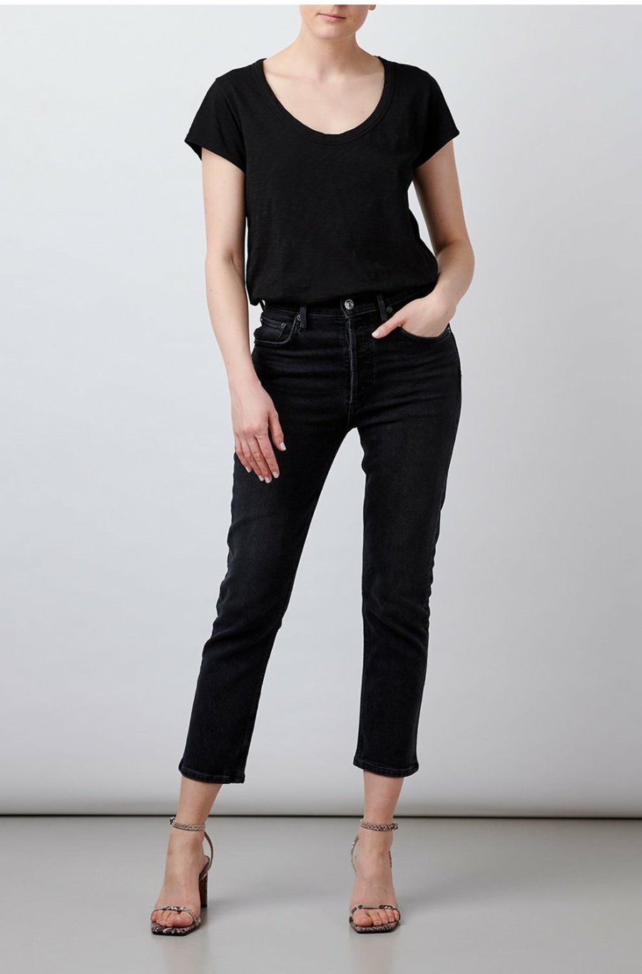 Women'S Clothing * | Katie Scoop Neck Tee In Black Quick Delivery Velvet