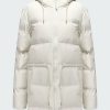 Women'S Clothing * | Tie Waist Puffer Jacket In Off White Sells Cheap Rains