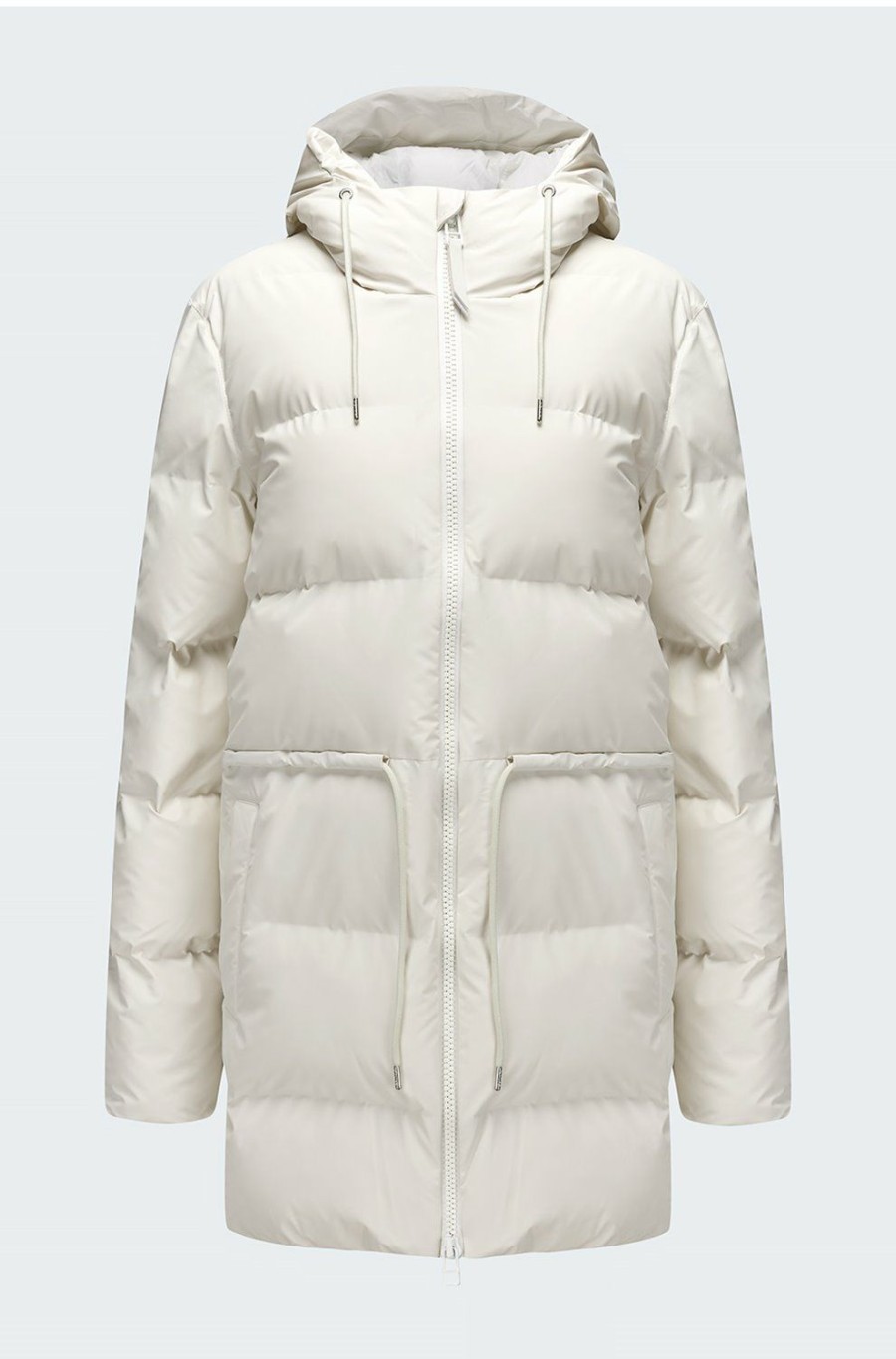 Women'S Clothing * | Tie Waist Puffer Jacket In Off White Sells Cheap Rains