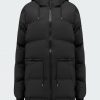 Women'S Clothing * | Tie Waist Puffer Jacket In Black Outlet Rains