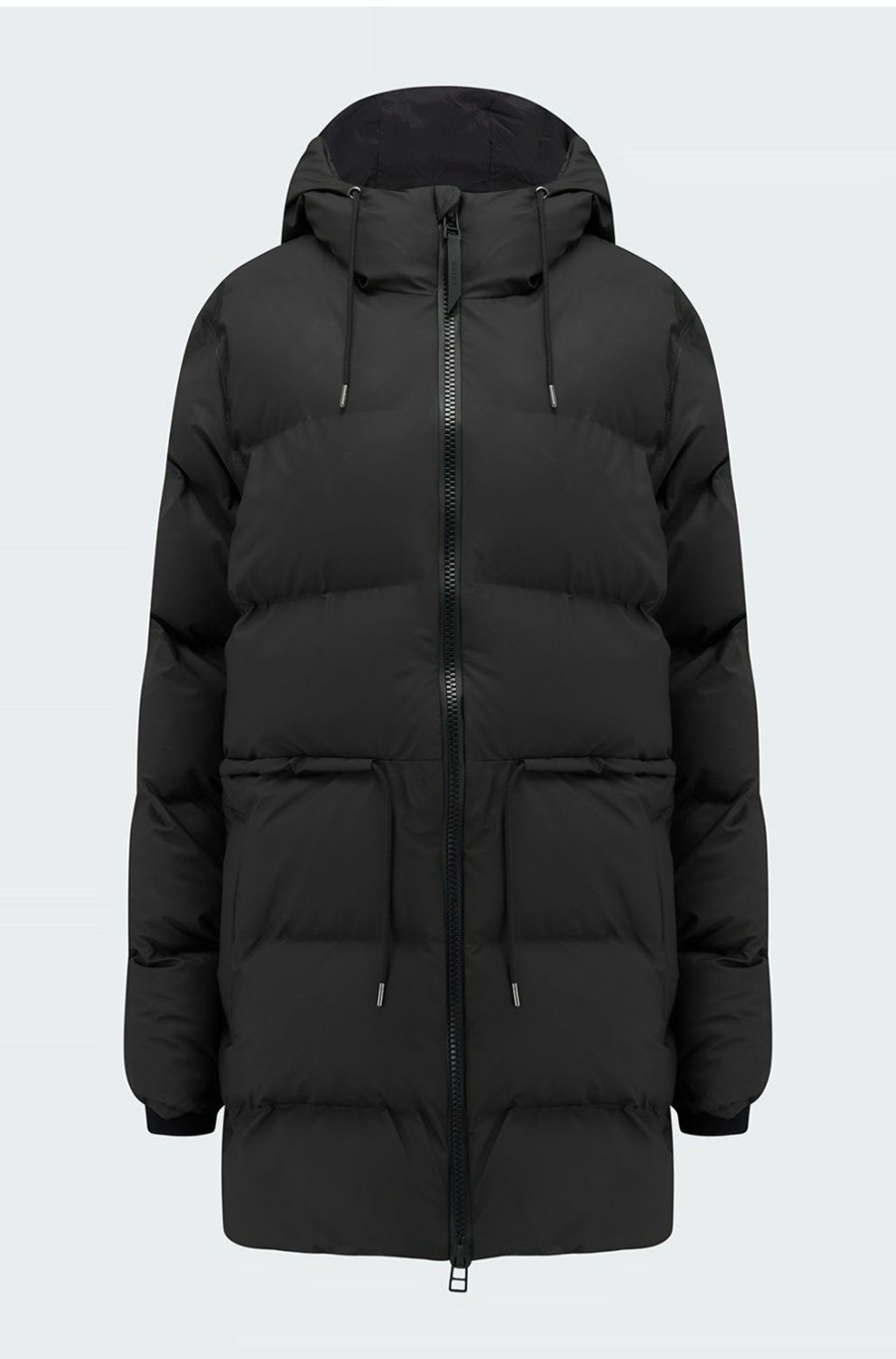 Women'S Clothing * | Tie Waist Puffer Jacket In Black Outlet Rains