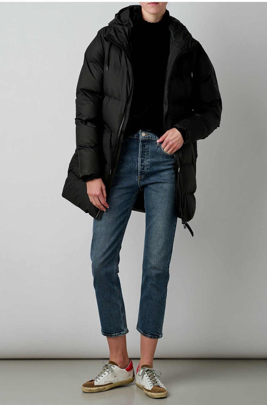 Women'S Clothing * | Tie Waist Puffer Jacket In Black Outlet Rains