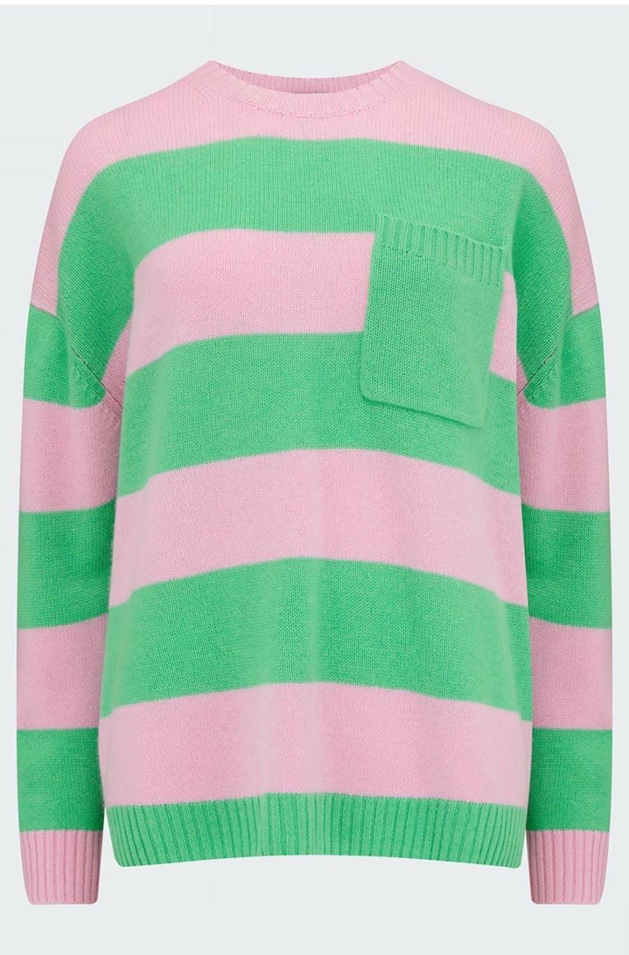 Women'S Clothing * | Round Sweater In Green Pink Stripe Special Allude