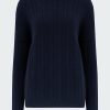 Women'S Clothing * | Plaited Cable Roll Neck In Navy Best Sale Jumper 1234