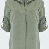 Women'S Clothing * | Split Back Button Down Shirt In Soft Army High Quality Bella Dahl