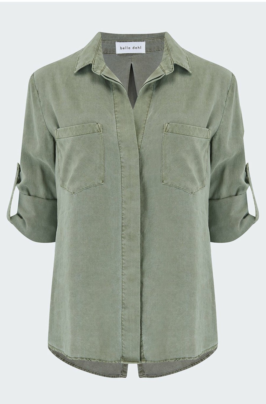 Women'S Clothing * | Split Back Button Down Shirt In Soft Army High Quality Bella Dahl