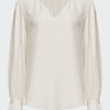 Women'S Clothing * | Pleated Cuff V Neck Top In Off White Offering Discounts Frame