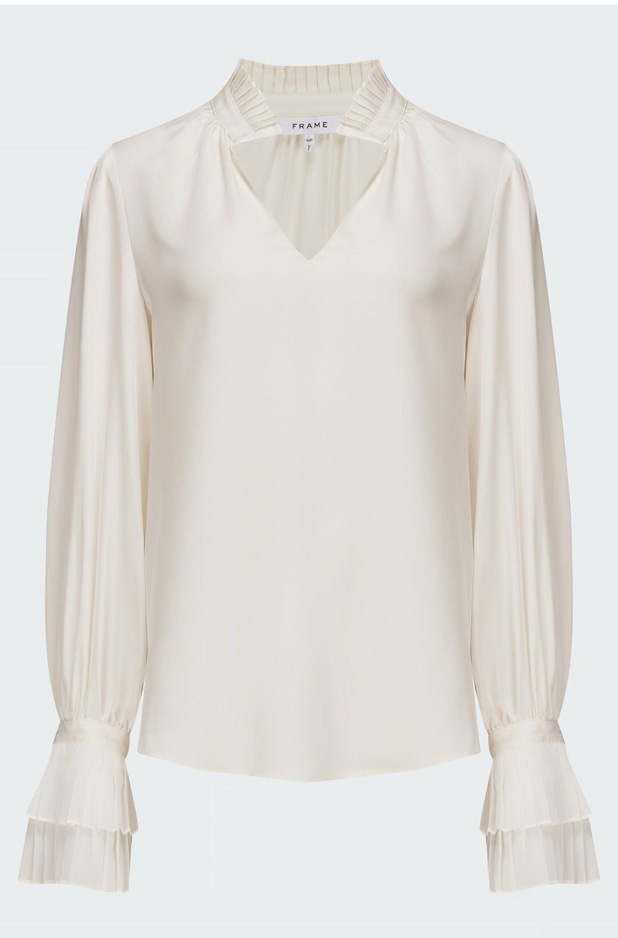 Women'S Clothing * | Pleated Cuff V Neck Top In Off White Offering Discounts Frame