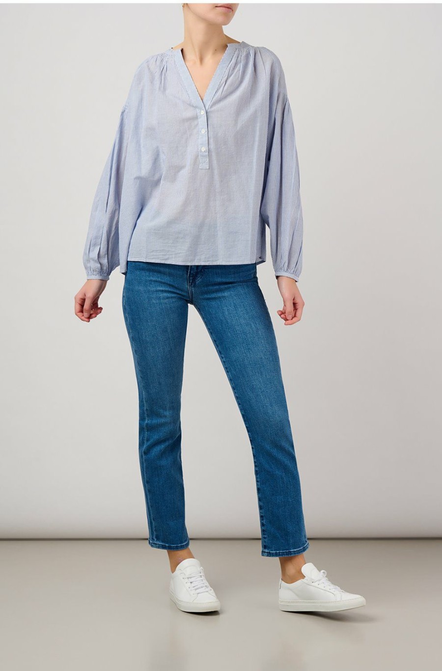 Women'S Clothing * | Nipoa Blouse In Blanc Bleu Best Quality Vanessa Bruno