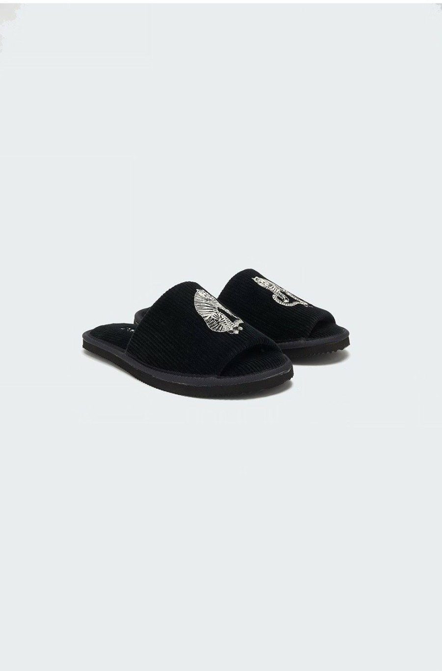 Women'S Clothing * | Sansindo Tiger Slippers In Black Reasonable Price Desmond & Dempsey