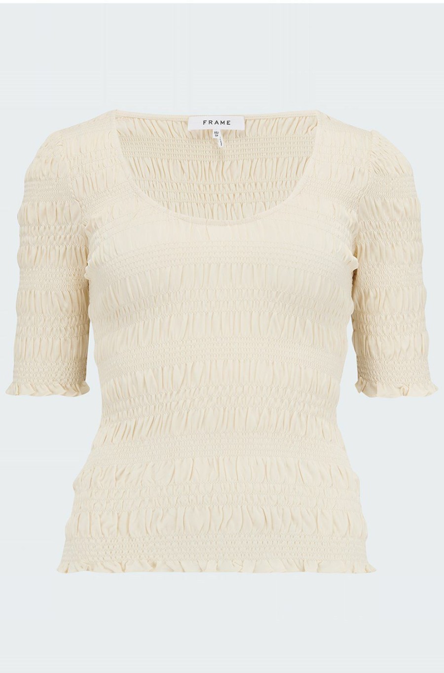 Women'S Clothing * | Smocked Short Sleeve Knit Top In Bone Excellent Frame