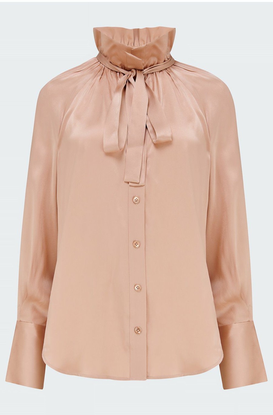 Women'S Clothing * | Nela Silk Satin Shirt In Misty Rose Pink Online Store Equipment