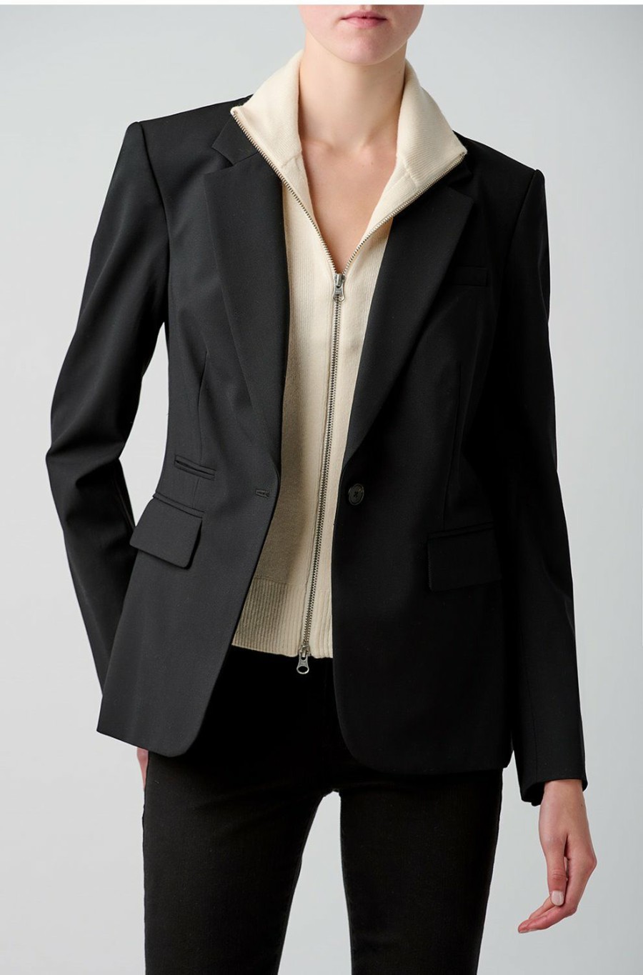 Women'S Clothing * | Uptown Dickey Jacket Insert In Ivory Sale Online Veronica Beard