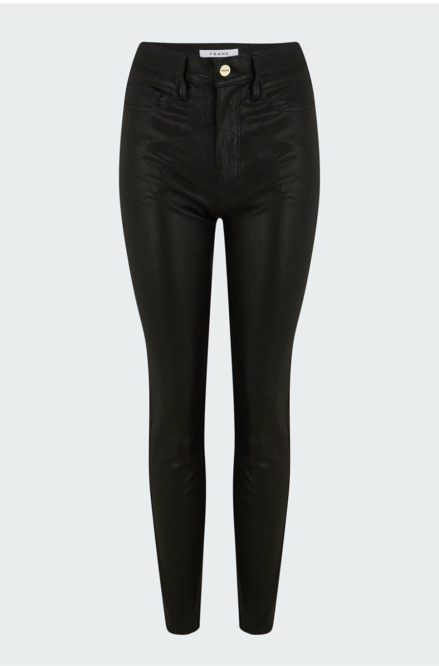 Jeans * | Le Sylvie Straight Jean In Noir Leather Excellent Quality Frame