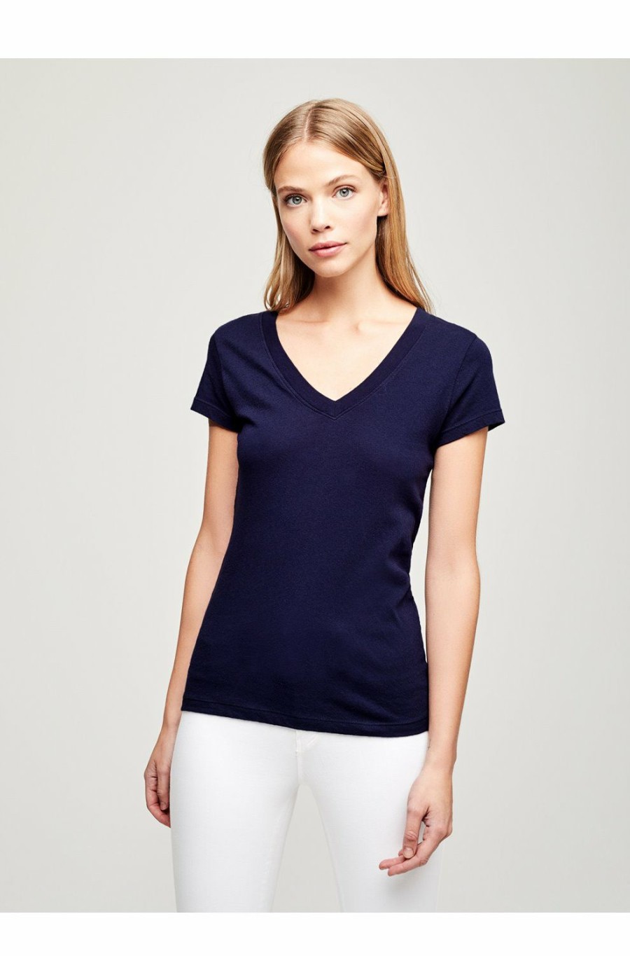 Women'S Clothing * | Becca V-Neck Tee In Navy Fashionable L'Agence