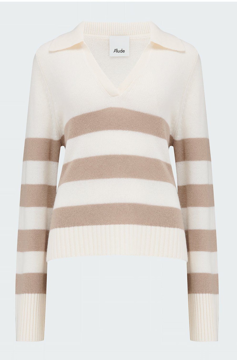 Women'S Clothing * | Polo Sweater In Natural Stripe Featured Allude