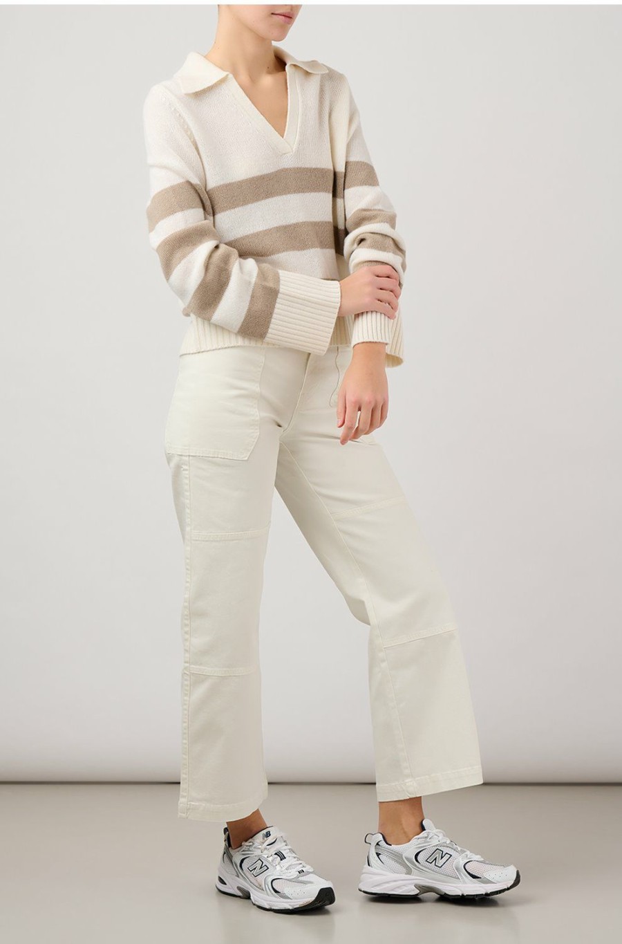 Women'S Clothing * | Polo Sweater In Natural Stripe Featured Allude