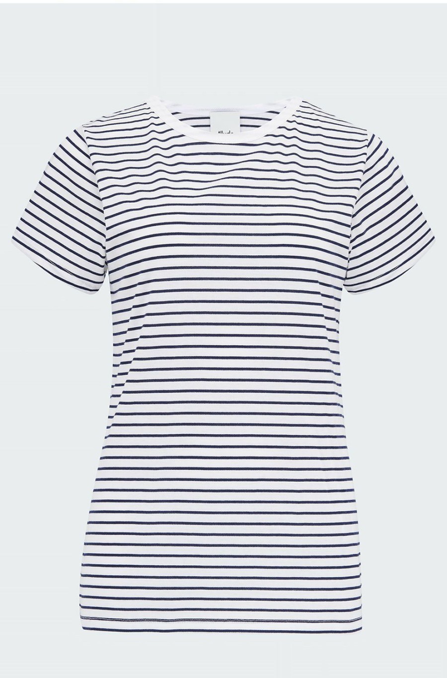 Women'S Clothing * | Round Neck T-Shirt In White Navy Stripe Latest Allude