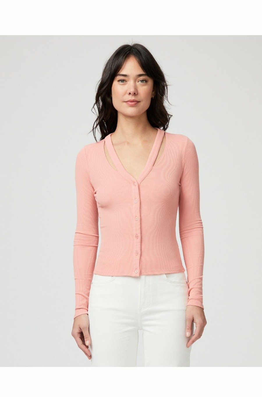 Women'S Clothing * | Sycamore Cardigan In Coral Pink Latest Paige